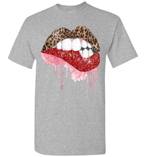 Red leopard lips tee shirt graphic top