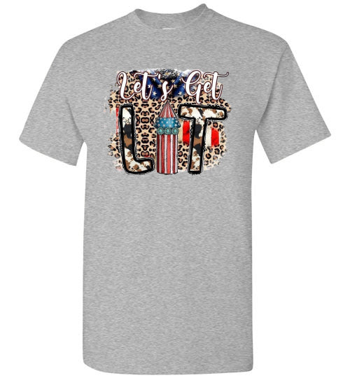 Let's Get Lit Funny Patriotic American USA 4th Of July Tee Shirt Graphic Top