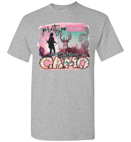Pretty In Pink Dangerous In Camo Tee Shirt Top T-Shirt