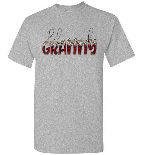 Blessed Granny Buffalo Check Graphic Tee Shirt Top