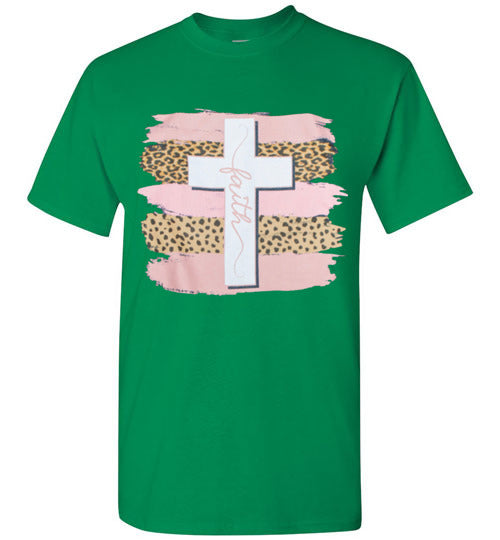 Faith Cross Leopard Tee Shirt Top