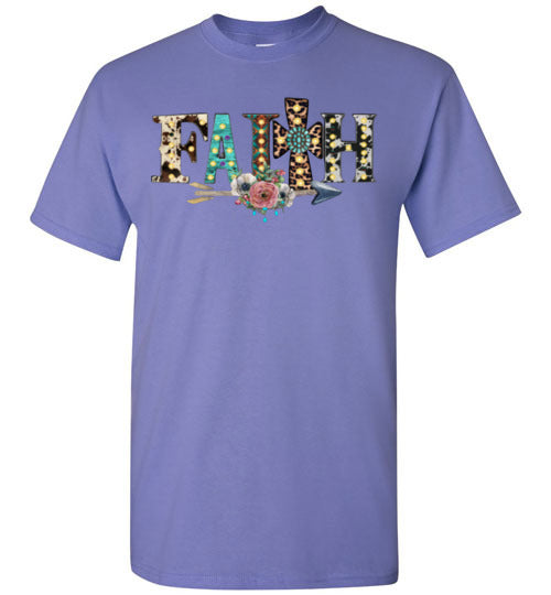 Faith Cross Leopard Christian Tee Shirt Top T-Shirt