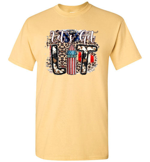Let's Get Lit Funny Patriotic American USA 4th Of July Tee Shirt Graphic Top