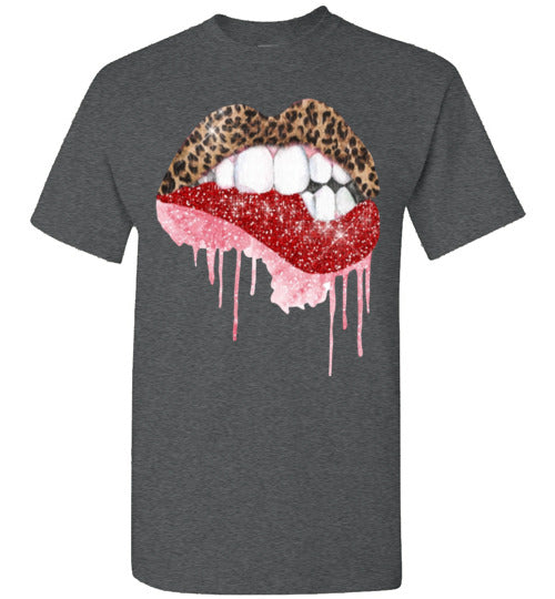 Red leopard lips tee shirt graphic top