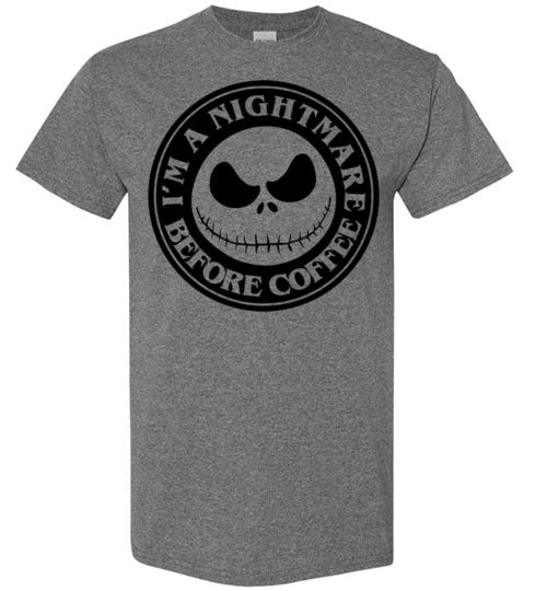 Nightmare Before Coffee Graphic Tee Shirt Top T-shirt Halloween Funny Fall