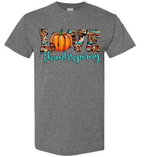Love Thanksgiving Fall Pumpkin Leopard Tee Shirt Top T-Shirt