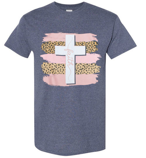 Faith Cross Leopard Tee Shirt Top