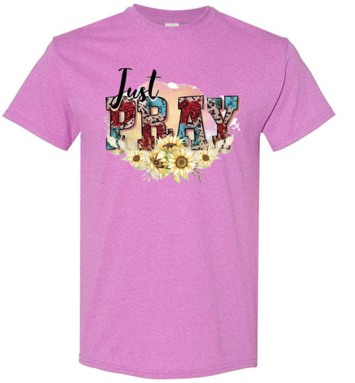 Just Pray Spiritual Christian Graphic Tee Shirt Top