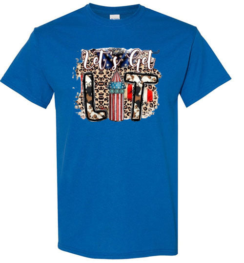 Let's Get Lit Funny Patriotic American USA 4th Of July Tee Shirt Graphic Top