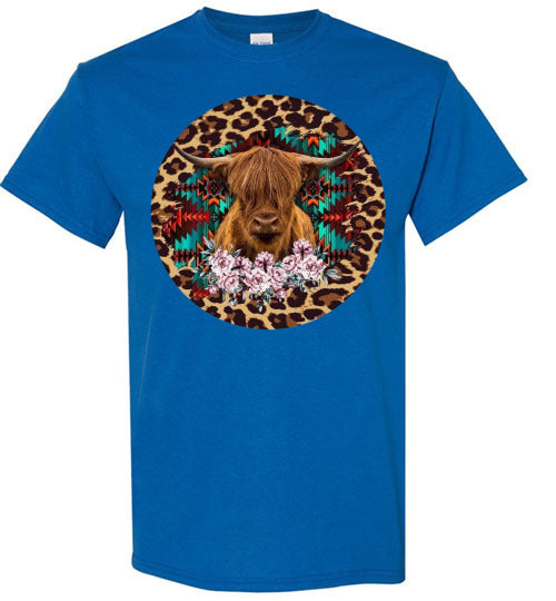 Leopard Country Glam Cow Graphic Tee Shirt Top