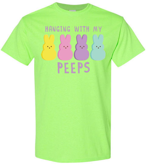 Hanging With My Peeps Easter Bunny Graphic Tee Shirt Top
