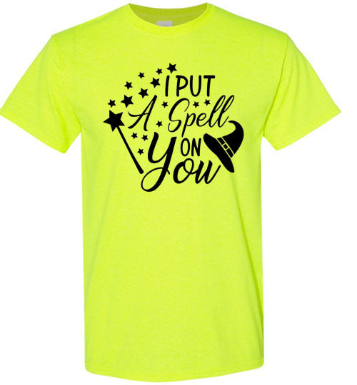 I Put A Spell On You Halloween Witch Graphic Tee Shirt Top