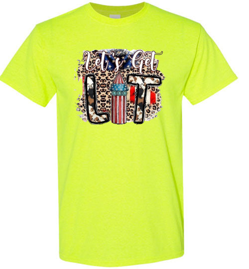 Let's Get Lit Funny Patriotic American USA 4th Of July Tee Shirt Graphic Top