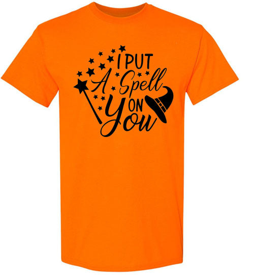 I Put A Spell On You Halloween Witch Graphic Tee Shirt Top