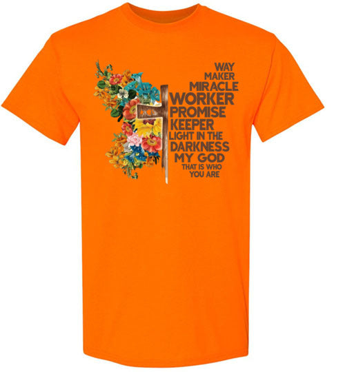 Way Maker Miracle Worker Promise Keeper Christian Cross Tee Shirt Top