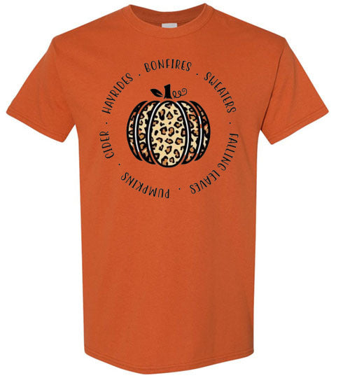 Hayrides Bonfires Sweaters Pumpkins Cider Fall Graphic Tee Shirt Top