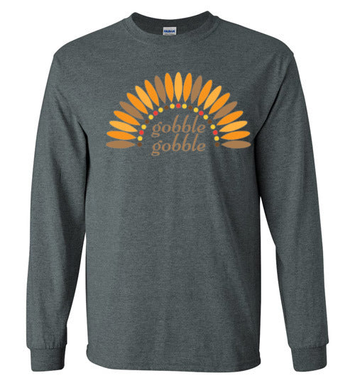 Gobble Gobble Turkey Thanksgiving Long Sleeve Graphic Tee Shirt Top
