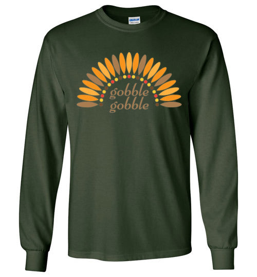 Gobble Gobble Turkey Thanksgiving Long Sleeve Graphic Tee Shirt Top
