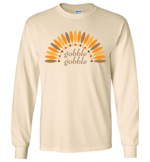 Gobble Gobble Turkey Thanksgiving Long Sleeve Graphic Tee Shirt Top