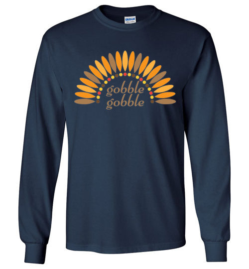 Gobble Gobble Turkey Thanksgiving Long Sleeve Graphic Tee Shirt Top