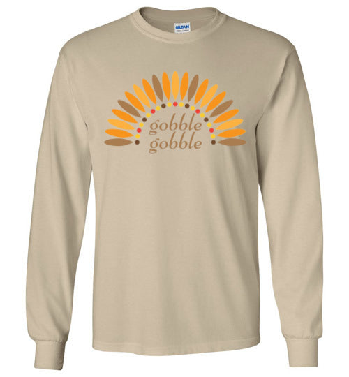 Gobble Gobble Turkey Thanksgiving Long Sleeve Graphic Tee Shirt Top