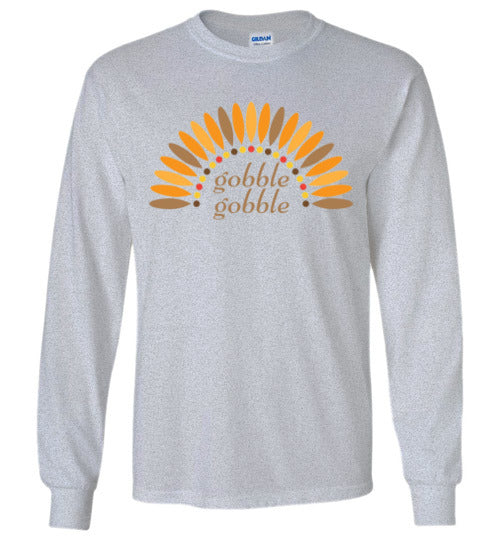 Gobble Gobble Turkey Thanksgiving Long Sleeve Graphic Tee Shirt Top
