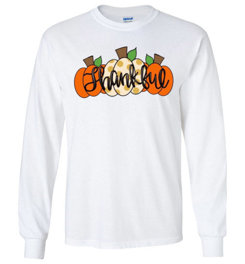 Thankful Pumpkins Long Sleeve Graphic Tee Shirt Top
