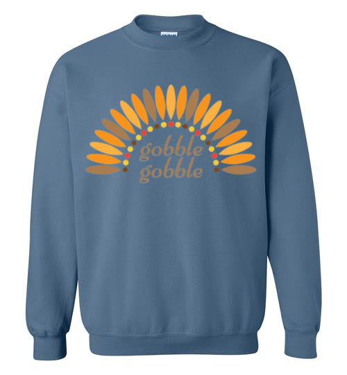 Gobble Gobble Turkey Thanksgiving Graphic Sweat Shirt Top