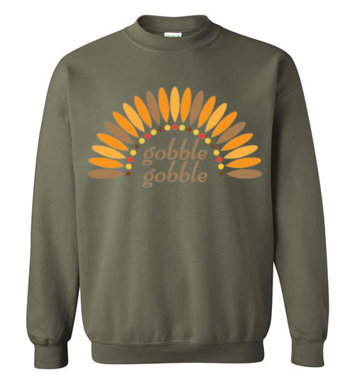 Gobble Gobble Turkey Thanksgiving Graphic Sweat Shirt Top