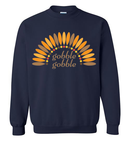 Gobble Gobble Turkey Thanksgiving Graphic Sweat Shirt Top