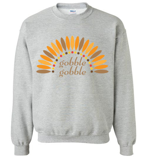 Gobble Gobble Turkey Thanksgiving Graphic Sweat Shirt Top