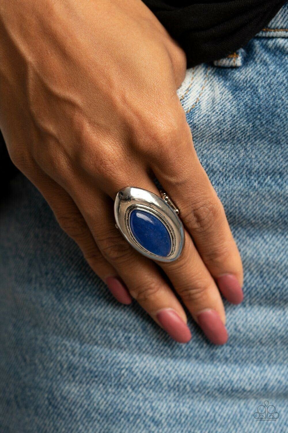 Sahara Seer - Blue Stretchy Ring Paparazzi Jewelry Accessories 2563