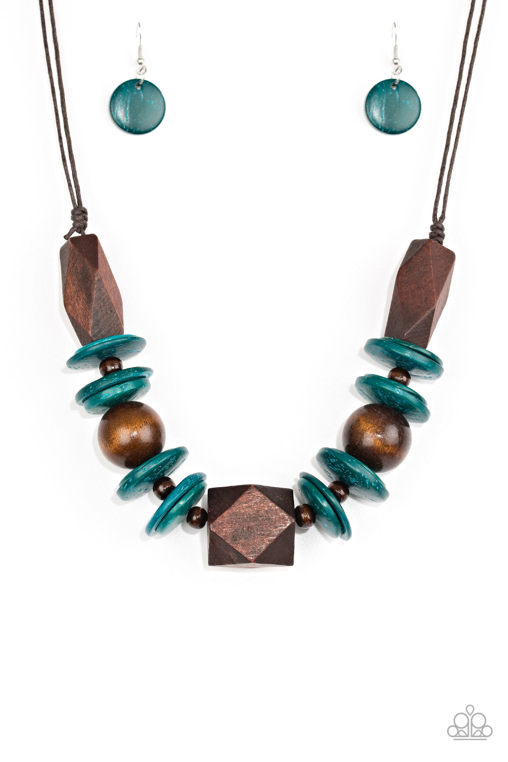 Pacific Paradise - Blue Wood Necklace 075
