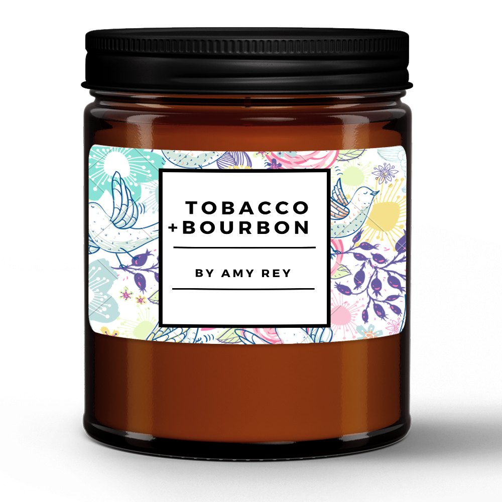Tobacco + Bourbon Natural Wax Candle in Amber Jar (9oz)