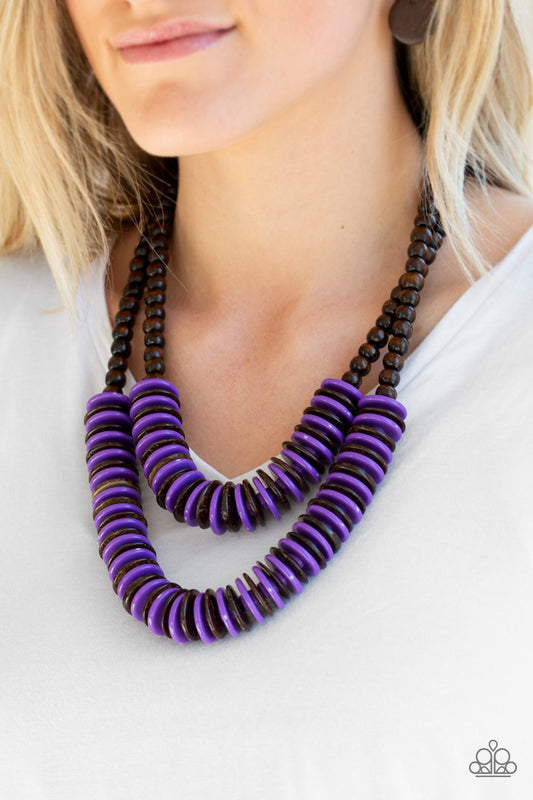 Dominican Disco - Purple Wood Necklace 048