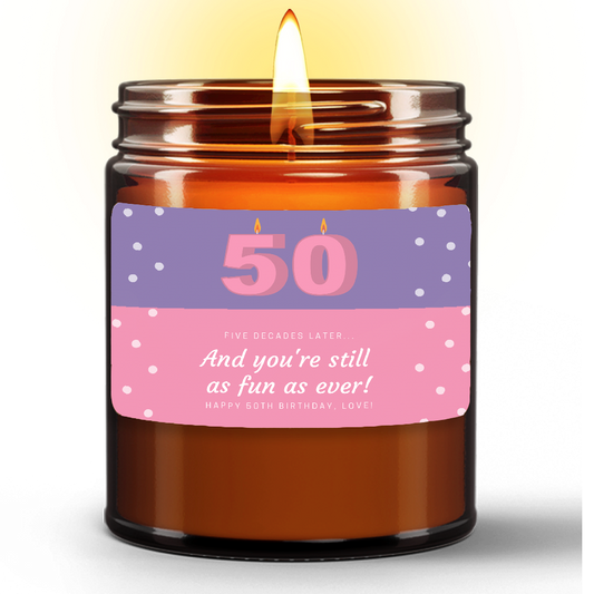Happy 50th Birthday Natural Wax Candle Gift