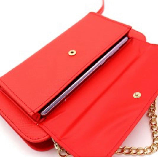 Versatile Saffiano Smartphone-Friendly Wallet Cross Body Coral