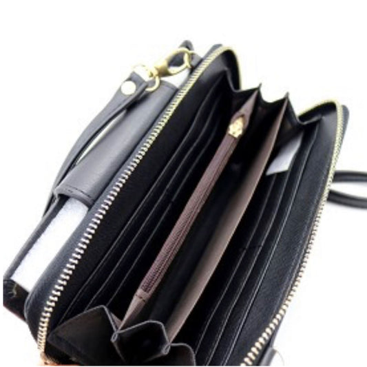 Versatile Cellphone Compartment Wallet Cross Body Black