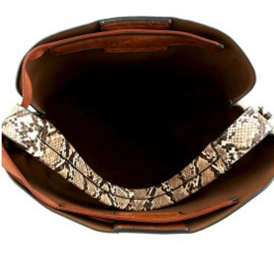 Knot Accent Snake Print 2 in 1 Hobo Tan Handbag Value Combo Set Purse Bag