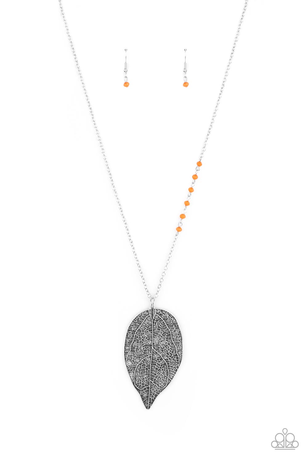 Frond Fantasy - Orange Leaf Necklace 25419