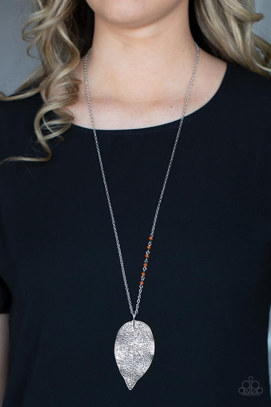 Frond Fantasy - Orange Leaf Necklace 25419