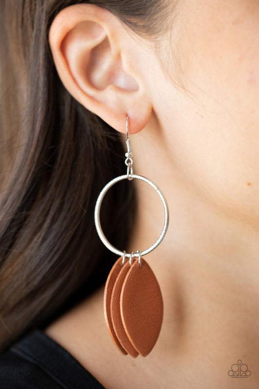 Leafy Laguna - Brown Leaf Earrings 25420