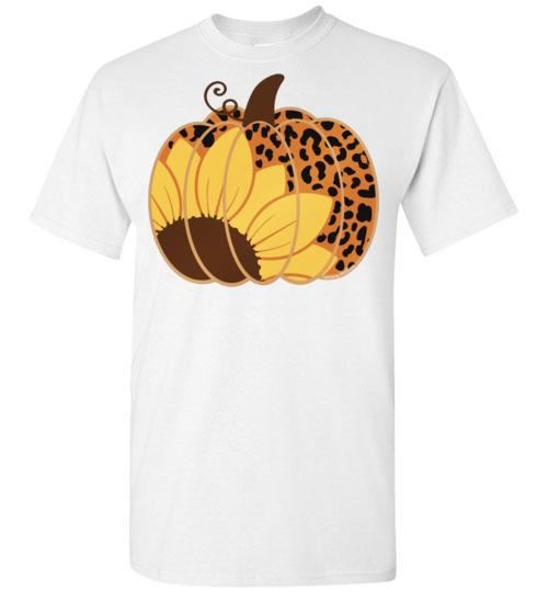 Sunflower Leopard Print Pumpkin Fall Tee Graphic Top Shirt T-Shirt