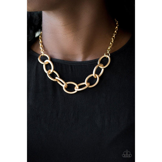 Boldly Bronx - Gold Necklace Earrings 753