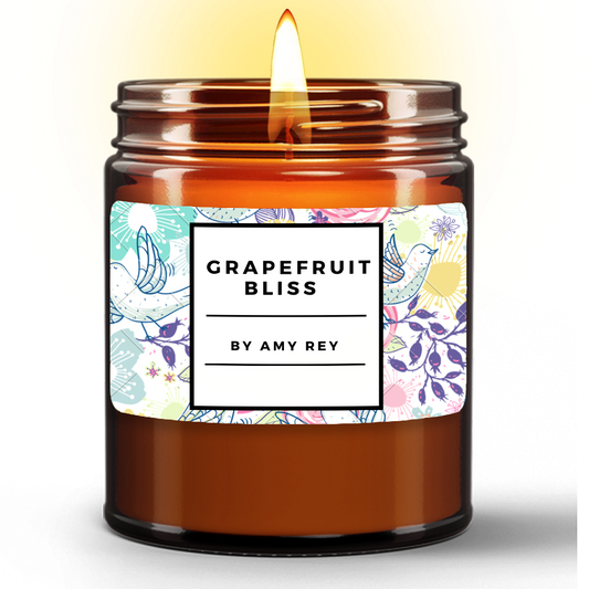 Grapefruit Bliss Natural Wax Candle in Amber Jar (9oz)