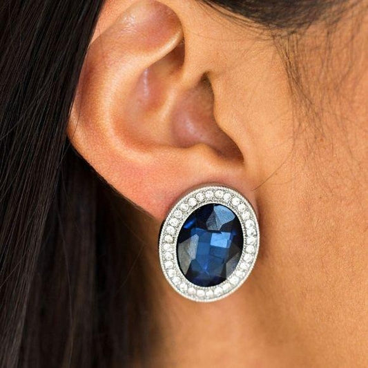 Only FAME In Town Blue Clip On Earrings Jewelry