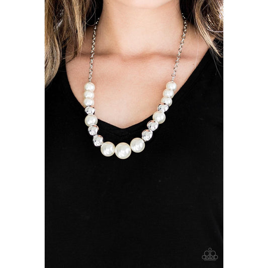 Take Note - White Necklace Earrings 793