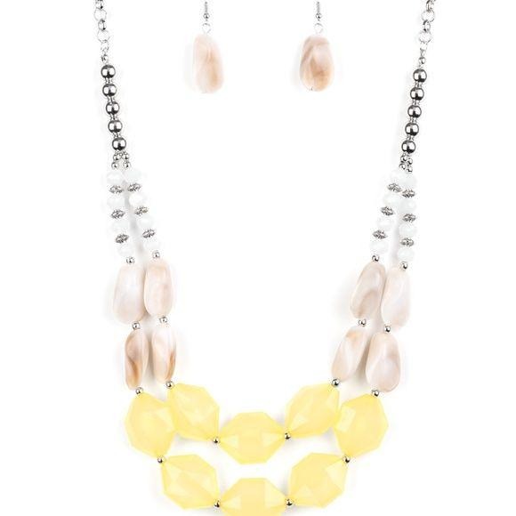 Seacoast Sunset Yellow Necklace Earrings Jewelry