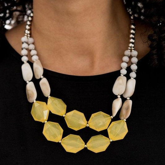 Seacoast Sunset Yellow Necklace Earrings Jewelry