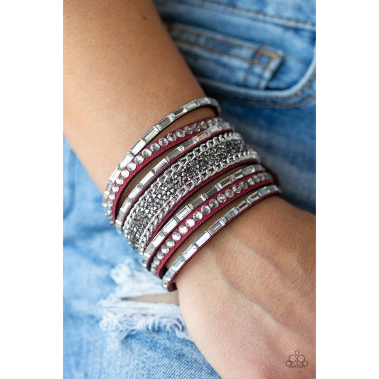Rhinestone Rumble - Red Wrap Bracelet 2151